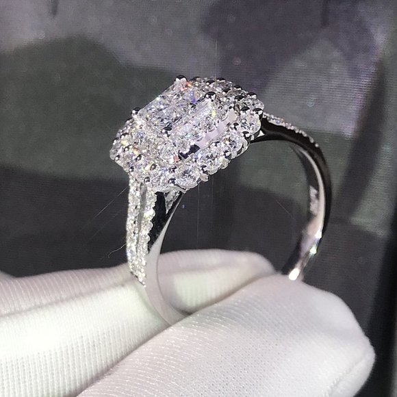 Jewelry - 🎀 Double Layer Cross Square Zircon Luxury Wedding Ring for Women, PD361